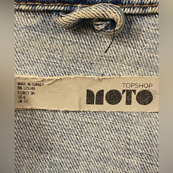 Topshop MOTO Light Blue Denim Jean Jacket RUNS BIG - Picture 3 of 5
